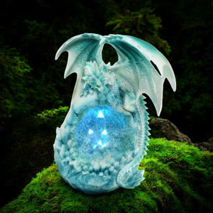 Icy Dragon Geode Light-Up Ornament - Hand-Painted Resin Crystal Cave Decor, Battery Operated