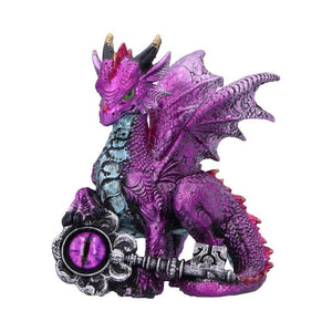 Mystical Purple Dragon Ornament with Eye Key – Gothic Resin Figurine Fantasy Decor