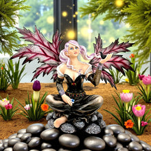 Load image into Gallery viewer, Dark Enchantress Fairy Sculpture with Blackbird Fantasy Art Figurine Mythological
