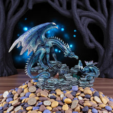 Load image into Gallery viewer, Gothic Dragon Figurine Blue Resin Sculpture Mythical Creature Fantasy Home Ornament
