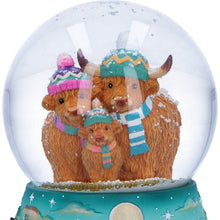 Load image into Gallery viewer, Highland Cow Snow Globe Christmas Winter Scottish Cattle Family Ornament
