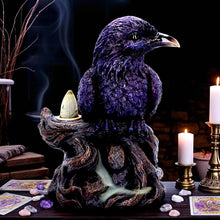 Laden Sie das Bild in den Galerie-Viewer, Gothic Raven Incense Burner Mystical Backflow Cone Holder Dark Halloween Art

