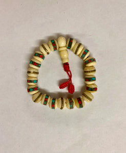 Handmade Tibetan Bone Wrist Mala Bracelet with Protective Pouch - Authentic Prayer Beads for Meditation and Mindfulness-OsirisTradingUK