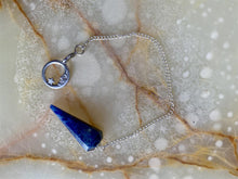 Load image into Gallery viewer, Lapis Lazuli Pendulum with Moon Charm – Guiding Celestial Chain, Intuitive Divination Pendulum, Spiritual Enlightenment, Dowsing Tool-OsirisTradingUK
