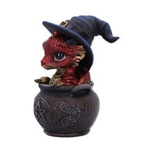 Load image into Gallery viewer, Red Dragon in Cauldron Figurine Gothic Witchcraft Fantasy Magical Creature Gift
