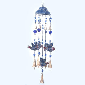 Prezents.com Large Wind Chime with Blue Birds and Bells - Gorgeous Unique Hanging Decor 65cm-OsirisTradingUK