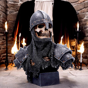 Gothic Skeleton Knight Bust  Medieval Statue Decor Skull Figurine Fantasy Ornament