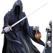 Load image into Gallery viewer, Gothic Ferryman Grim Reaper Figurine | Dark Fantasy Skeleton Boat Ornament | Horror Decor
