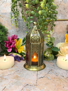Antique Effect Moroccan Style Lantern Multicoloured Candle Tealight Holder Seasonal Decor Home Lighting Ornament-OsirisTradingUK