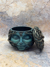 Load image into Gallery viewer, Mystical Greenman Trinket Box - Handcrafted Resin Altar Box, Celtic Pagan Storage, Spiritual Decor-OsirisTradingUK
