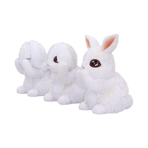 Three Wise Bunnies Figurines – 9cm Adorable White Bunny Ornaments