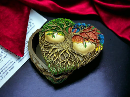 Heart-Shaped Tree of Life Trinket Box - Handcrafted Resin Keepsake Box, Spiritual Decor, Celtic Jewellery Storage-OsirisTradingUK
