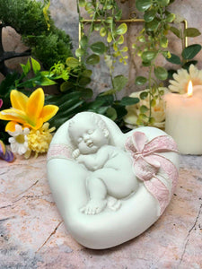 Beautiful Peaceful Baby Resting on Heart Cherub Angel Ornament A Present for Expecting Couples-OsirisTradingUK