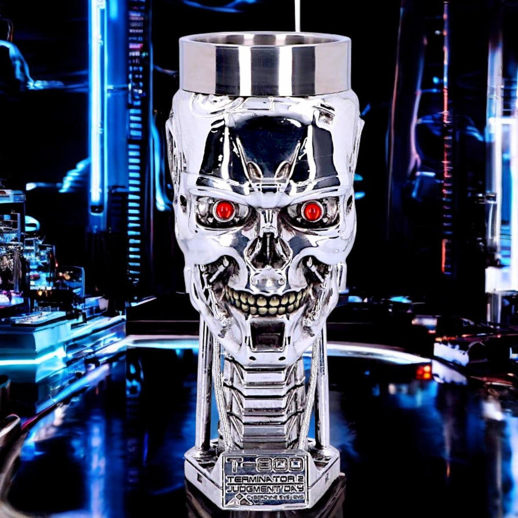 Official Terminator 2 T-800 Head Goblet | T2 Judgment Day Collectible Wine Glass | Sci-Fi Gift
