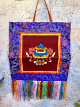 Load image into Gallery viewer, Tibetan Victory Banner, Embroidered Brocade Silk &amp; Cotton Wall Hanging, Traditional Spiritual Decor, Meditation Art, 27x41cm-OsirisTradingUK

