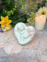 Load image into Gallery viewer, Beautiful Peaceful Baby Resting on Heart Cherub Angel Ornament A Present for Expecting Couples-OsirisTradingUK
