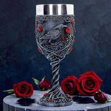 Load image into Gallery viewer, Raven Goblet Gothic Chalice Cup with Stainless Steel Insert Dark Romantic Decor
