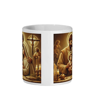 Charger l&#39;image dans la galerie, Inspirational Holy Family Ceramic Mug – 11 oz Religious Coffee Cup Featuring Mary, Joseph, and Baby Jesus-OsirisTradingUK
