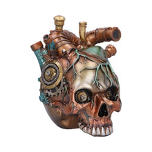 Load image into Gallery viewer, Steampunk Skull Heart Figurine Mechanical Gothic Ornament with Gears &amp; Pipes
