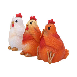 Three Wise Hens Figurines See No, Hear No, Speak No Evil Farmyard Art Decor