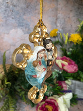 Laden Sie das Bild in den Galerie-Viewer, Hanging Gold Effect Wall Cross Holy Family Mary Joseph Jesus Religious Decor-OsirisTradingUK
