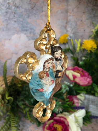 Hanging Gold Effect Wall Cross Holy Family Mary Joseph Jesus Religious Decor-OsirisTradingUK