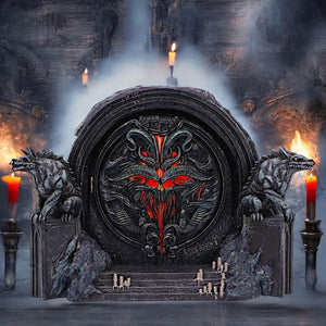Diablo IV Hell's Gate Box Gothic Fantasy Storage with Wolves and Red Glowing Door