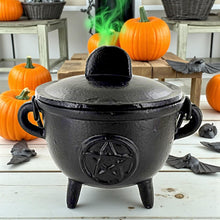 Load image into Gallery viewer, Witchcraft Cast Iron Pentagram Cauldron Medium Wiccan Pagan Spiritual Tool
