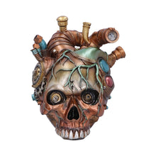 Load image into Gallery viewer, Steampunk Skull Heart Figurine Mechanical Gothic Ornament with Gears &amp; Pipes
