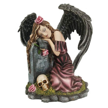 Load image into Gallery viewer, Gothic Mourning Angel + Gravestone Remembrance Statue Fantasy Love Figurine
