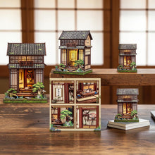 Laden Sie das Bild in den Galerie-Viewer, DIY Japanese Tea House Miniature Kit LED Bookshelf Display Model Craft Adult Gift
