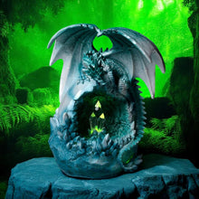 Load image into Gallery viewer, Blue Ice Dragon with LED Crystal | Fantasy Mythical Creature Ornament | Gothic Resin Sculpture
