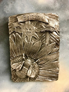Silver Effect Beltane Honey Bee Sabbat Wall Plaque Pagan Wiccan Sculpture Ornament-OsirisTradingUK