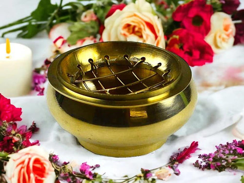 Brass Bowl Incense Burner Perfect for Zen and Meditation Practitioners Hand Made from Quality Metal Ideal for Your Altar or Space Clearing-OsirisTradingUK