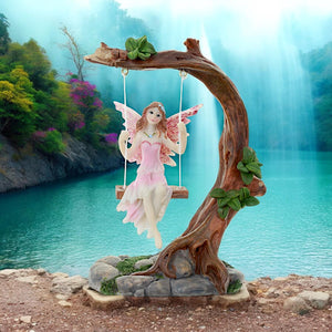 Enchanting Flower Fairy Swing Figurine Fantasy Home Decor Collectible Ornament