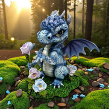 Load image into Gallery viewer, Fantasy Dragon Ornament Blue Resin Baby Dragon Figurine Gothic Collectible 13.5 cm

