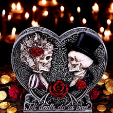 Load image into Gallery viewer, Till Death Do Us Part Skeleton Money Box | Gothic Couple Skull Heart Bank 17.1cm | Gothic Wedding Gift
