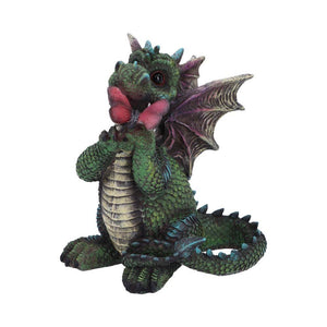 Adorable Dragon with Butterfly Figurine 17.5cm Hand-Painted Resin Fantasy Collectible Decor
