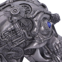 Load image into Gallery viewer, Gothic Cyberpunk Silver Skull Figurine Mechanical Detailing  Steampunk Ornament
