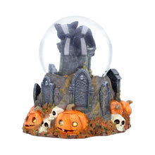 Load image into Gallery viewer, Halloween Black Cat Snow Globe Pumpkin Graveyard Skull Gothic Ornament
