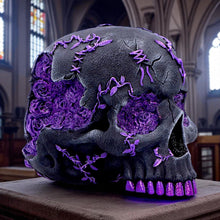 Load image into Gallery viewer, Fantasy Roses Skull Purple Gothic Geode Figurine Crystal Horror Ornament Decor
