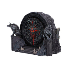 Load image into Gallery viewer, Diablo IV Hell&#39;s Gate Box Gothic Fantasy Storage with Wolves and Red Glowing Door
