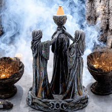 Load image into Gallery viewer, Mother Maiden &amp; Crone Backflow Incense Burner Wiccan Triple Goddess Aromatherapy
