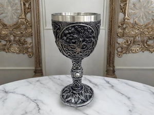 Tree of Life Pagan Wicca Goblet - Handcrafted Resin Chalice with Stainless Steel Insert - Spiritual Decor-OsirisTradingUK