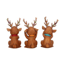 Charger l'image dans la galerie, Christmas Reindeer Ornaments Set 3 See Hear Speak No Evil Festive Figures Gifts
