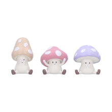Load image into Gallery viewer, 3 Adorable Wise Toadstools Figurines Cute Whimsical See No Hear No Speak No Evil
