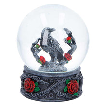 Load image into Gallery viewer, Dark Romance Raven Snow Globe Gothic Rose Ornament Alternative Decor

