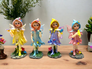 Enchanted Miniature Flower Fairy Figurines, Set of 4 - Whimsical Decor, Perfect for Fairy Garden - Gift Ready with Charming Bags-OsirisTradingUK