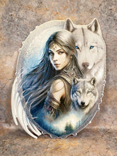 Load image into Gallery viewer, Queen of The Wolves Maiden and Her Wolf Companions Handcrafted Metal Plaque Man Cave Decoration Summer House Decor Garage Shed-OsirisTradingUK
