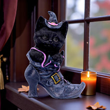 Load image into Gallery viewer, Mischievous Familiar Black Cat Figurine Witch Shoe Ornament Gothic Wiccan Decor
